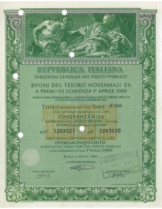 BTP NOVENNALI SERIE 04/1969 - 50000 LIRE ROMA 1960