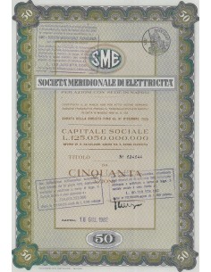 SME MERIDIONALE DI ELETTRICITA` 50 AZIONI NAPOLI 1982