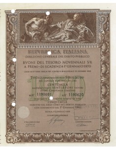 BTP NOVENNALI SERIE 14/1970 - 100000 LIRE ROMA 1961