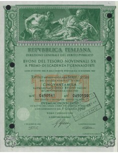 BTP NOVENNALI SERIE 05/1971 - 50000 LIRE ROMA 1962