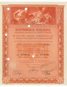 BTP NOVENNALI SERIE 11/1971 - 20000 LIRE ROMA 1963