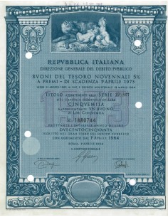 BTP NOVENNALI SERIE 19/1973 - 5000 LIRE ROMA 1964