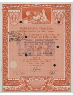 BTP NOVENNALI SERIE 07/1973 - 20000 LIRE ROMA 1964
