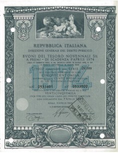 BTP NOVENNALI SERIE 26/1974 - 500000 LIRE ROMA 1965