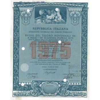 BTP NOVENNALI SERIE 29/1975 - 5000 LIRE ROMA 1966