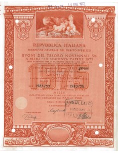 BTP NOVENNALI SERIE 29/1975 - 20000 LIRE ROMA 1966
