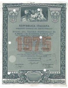 BTP NOVENNALI SERIE 33/1975 - 500000 LIRE ROMA 1966