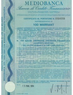 MEDIOBANCA BANCA DI CREDITO FINANZIARIO 10 WARRANT MILANO 1994