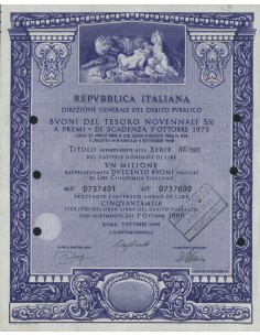 BTP NOVENNALI SERIE 86/1975 - 1000000 LIRE ROMA 1966