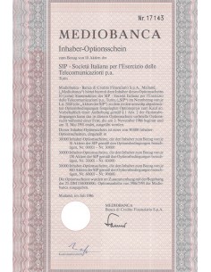MEDIOBANCA BANCA DI CREDITO FINANZIARIO 10 AKTIEN MILANO 1986