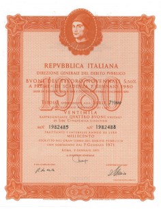 BTP NOVENNALI SERIE 07/1980 - 20000 LIRE ROMA 1971