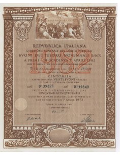 BTP NOVENNALI SERIE 11/1982 - 100000 LIRE ROMA 1973