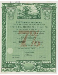 BTP POLIENNALI SERIE 17/1978 - 50000 LIRE ROMA 1974