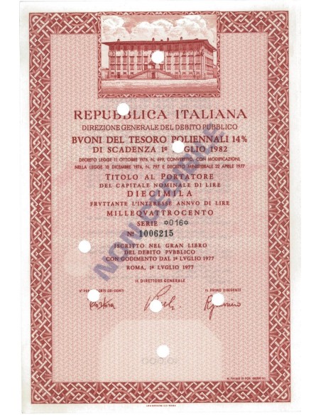 BTP POLIENNALI SERIE 16 - 10000 LIRE ROMA 1977