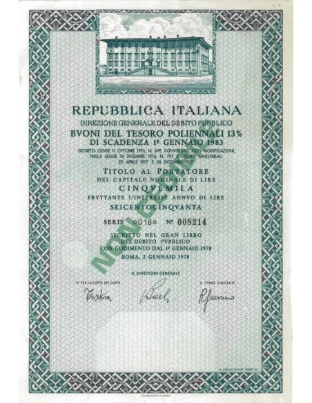 BTP POLIENNALI SERIE 18 - 5000 LIRE ROMA 1978