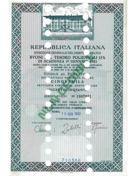 BTP POLIENNALI SERIE 04 - 5000 LIRE ROMA 1980