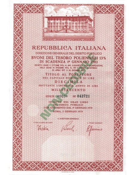 BTP POLIENNALI SERIE 03 - 10000 LIRE ROMA 1978