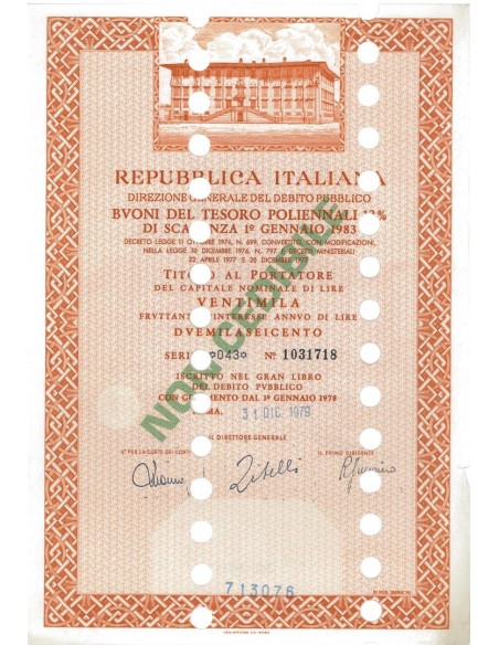 BTP POLIENNALI SERIE 04 - 20000 LIRE ROMA 1979