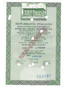 BTP POLIENNALI SERIE 042 - 50000 LIRE ROMA 1980