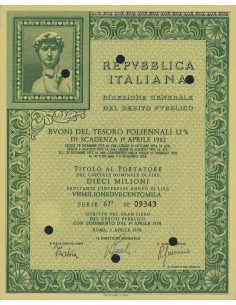 BTP POLIENNALI SERIE 61ESIMA - 10000000 LIRE ROMA 1978