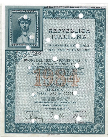 BTP POLIENNALI SERIE 210 5000 LIRE ROMA 1979