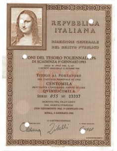 BTP POLIENNALI SERIE 055 100000 LIRE ROMA 1981
