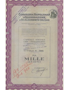 COMPAGNIA NAPOLITANA D' ILLUMINAZIONE E SCALDAMENTO COL GAS - Titolo da mille azioni