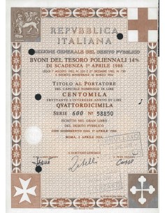 BTP POLIENNALI SERIE 600 LIRE 100000 ROMA 1983