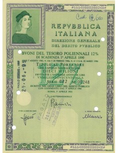 BTP POLIENNALI SERIE 082 LIRE 10 MILIONI ROMA 1986