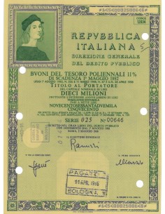 BTP POLIENNALI SERIE 025 LIRE 10 MILIONI ROMA 1988