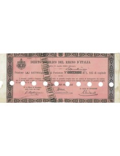 FRAZIONE DI UNA OBBLIGAZIONE - D. PUBBLICO REGNO D'ITALIA 1866
