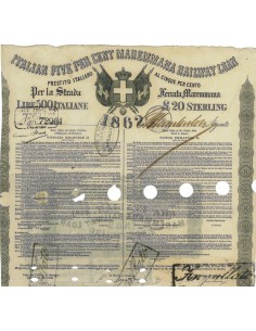 ITALIAN FIVE PER CENT MAREMMANA RAILWAY LOAN - TORINO 1862