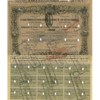 COMP. STRADA FERRATA VITTORIO EMANUELE - 1 OBBLIGAZIONE 1863