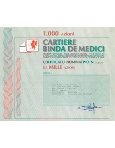 CARTIERE BINDA DE MEDICI 1000 AZIONI - MILANO 1987