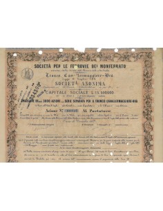 SOC. PER LE FERROVIE DEL MONFERRATO - 1 AZIONE TORINO 1872
