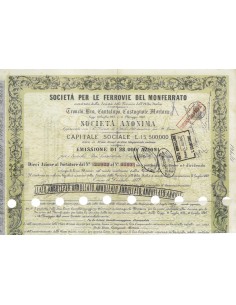 SOC. PER LE FERROVIE DEL MONFERRATO - 10 AZIONI TORINO 1872