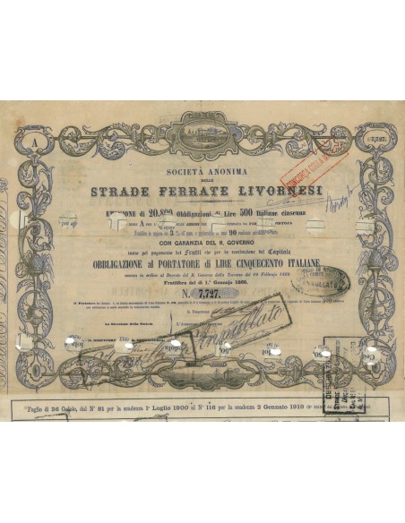 STRADE FERRATE LIVORNESI SOC. AN. - 1 OBBL. 1860
