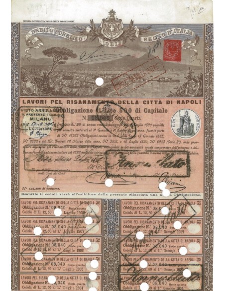 LAVORI PEL RISANAMENTO DELLA CITTA' DI NAPOLI - 1 OBB. ROMA 1890