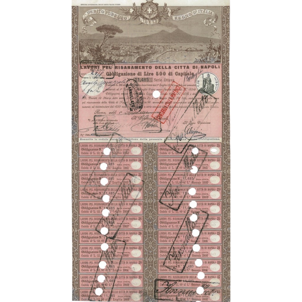 LAVORI PEL RISANAMENTO DELLA CITTA' DI NAPOLI - 1 OBB. ROMA 1894