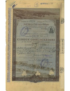 SOC.ITALIANA STRADE FERRATE DEL MEDITERRANEO 5 OBBLIG. ROMA 1907