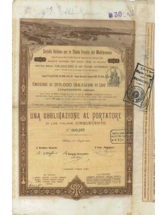 SOC.ITALIANA STRADE FERRATE DEL MEDITERRANEO 1 OBBLIG. ROMA 1887