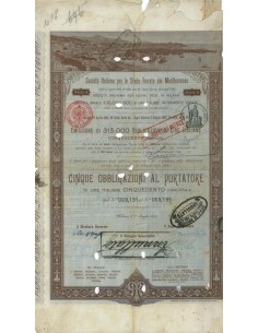 SOC.ITALIANA STRADE FERRATE DEL MEDITERRANEO 5 OBBLIG. ROMA 1887