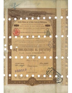 SOC.ITALIANA STRADE FERRATE DEL MEDITERRANEO 1 OBBLIG. MILANO 1888