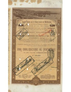 SOC.ITALIANA STRADE FERRATE DEL MEDITERRANEO 1 OBBLIG. MILANO 1888