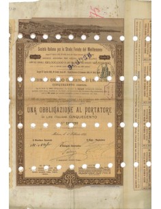 SOC.ITALIANA STRADE FERRATE DEL MEDITERRANEO 1 OBBLIG. MILANO 1889