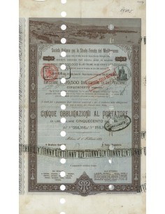SOC.ITALIANA STRADE FERRATE DEL MEDITERRANEO 5 OBBLIG. MILANO 1889