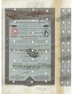 SOC.ITALIANA STRADE FERRATE DEL MEDITERRANEO 5 OBBLIG. MILANO 1889