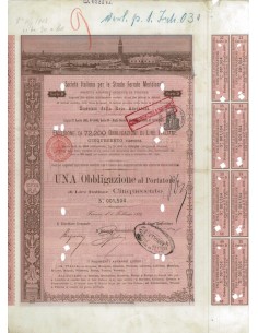 SOC. ITALIANA STRADE FERRATE DEL MERIDIONALI 1 OBBLIG. FIRENZE 1889
