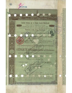 SOC. ITALIANA STRADE FERRATE DEL MERIDIONALI 5 OBBLIG. FIRENZE 1889