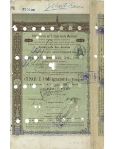 SOC. ITALIANA STRADE FERRATE DEL MERIDIONALI 5 OBBLIG. FIRENZE 1889